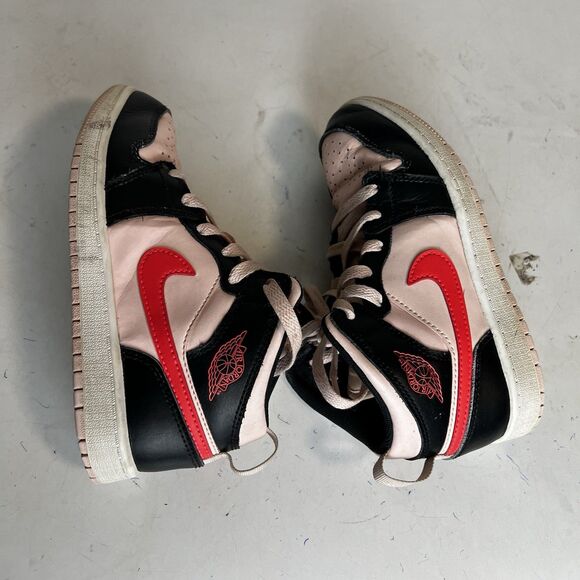 Nike Air Jordan 1 ShoesMid GS Black Pink Crimson 554725-604 SZ 2Y KIDS - Picture 4 of 9